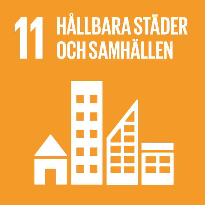 Ikon för mål 11 hållbara städer och samhällen